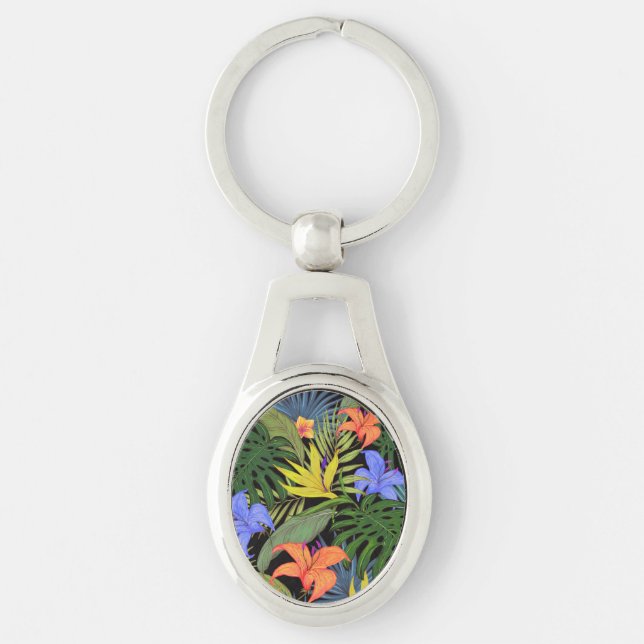 Porte-clés Graphique de fleur d'Aloha de Hawaii tropical (Devant)
