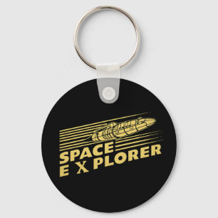 Porte-clés Graphique de fusée exploratrice de l'espace rétro