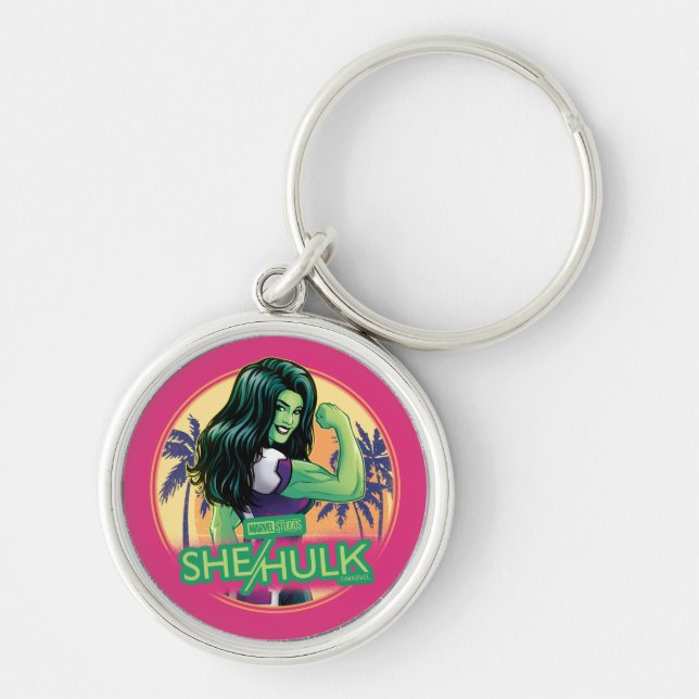 Porte-clés Graphique de palmier rétro She-Hulk (Devant)