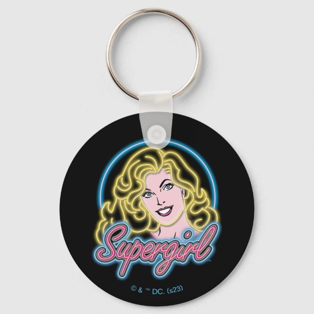 Porte-clés Graphique des lumières de Neon Retro Supergirl (Recto)