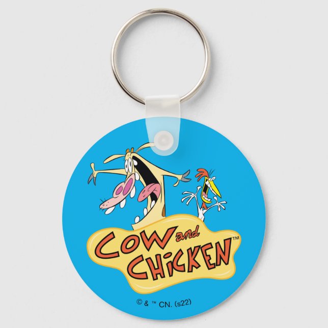 Porte-clés Graphique du logo de la vache et du poulet (Recto)
