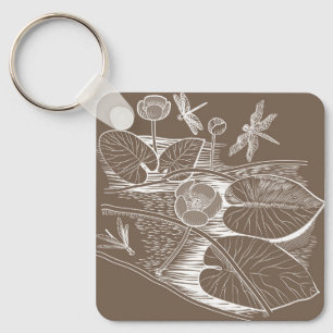 Porte-clés Graphique marron de nénuphars