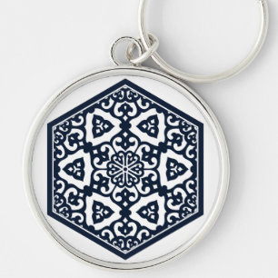 Porte-clés Graphique vintage bleu ottoman turc Tracery