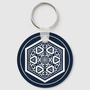 Porte-clés Graphique vintage bleu ottoman turc Tracery
