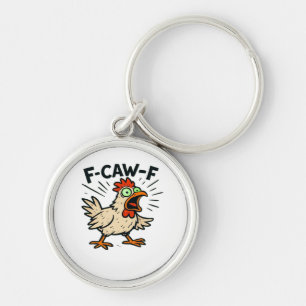 Porte-clés Graphique vintage de poulet F-Caw-F