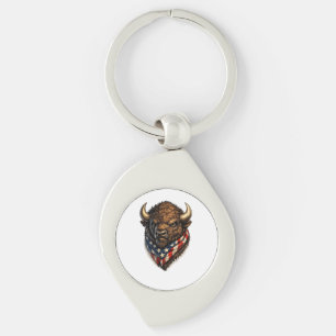 Porte-clés Graphisme de tête de buffle patriote américain