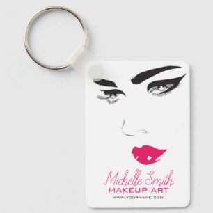 Porte-clés Gras Minimaliste Rose Noir Moderne Maquilleuse QR
