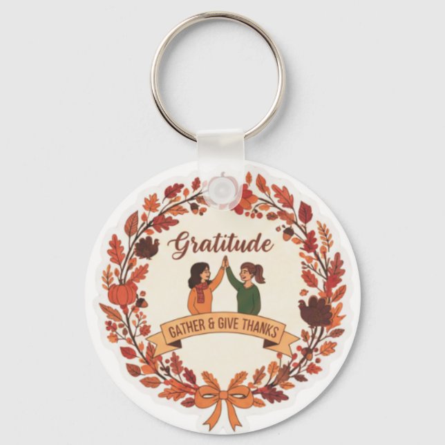 Porte-clés Gratitude Friends Wreath Icon | Thanksgiving (Recto)