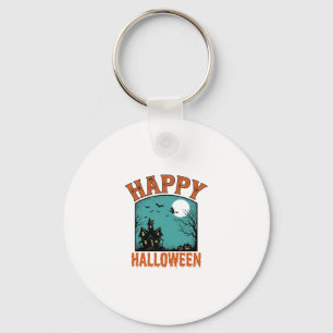 Porte-clés Gravure Vintage Joyeux Halloween Maison Hantée De