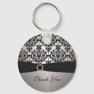 Porte-clés Gray and Black Damask Keychain