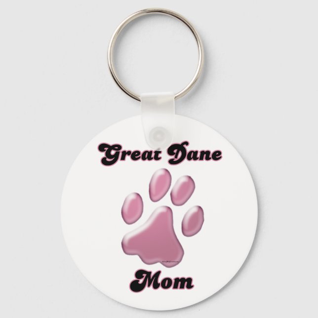 Porte-clés Great Dane Mom Pink Pawprint Porte - clé (Recto)