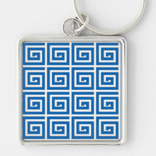 Porte-clés Greek Key design - blue and white enamel look