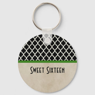 Porte-clés Green Chic Quatrefoil Sweet 16 Porte - clé