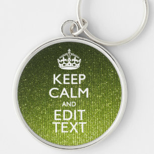 Porte-clés Green Glamour Keep Calm Your Text