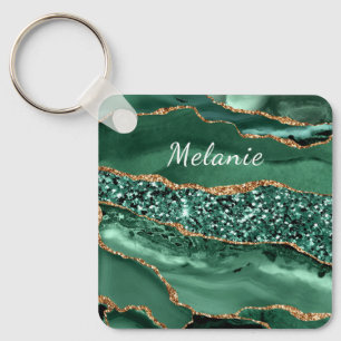 Porte-clés Green Gold Emerald Custom Name Porte - clé Cadeau