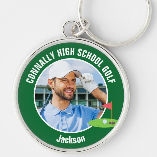 Porte-clés Green Golfer Photo High School Golf Team (Devant)