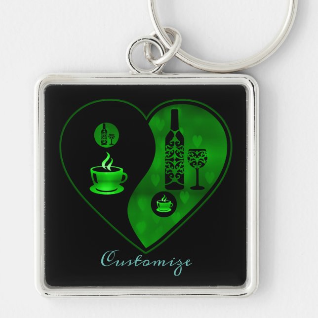 Porte-clés Green Yin & Yang Café & Porte - clé de vin (Devant)