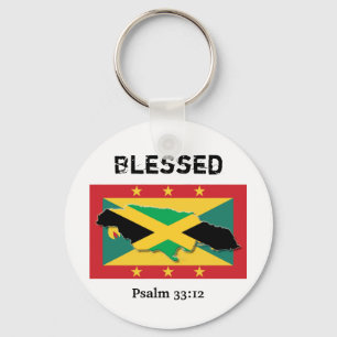 Porte-clés Grenada Flag   Jamaica Map    BLESSED Customizable