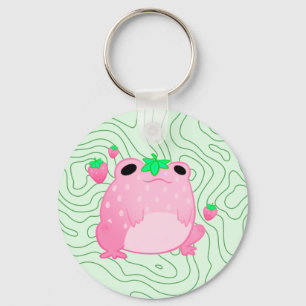 Porte-clés Grenouille à fraise Kawaii