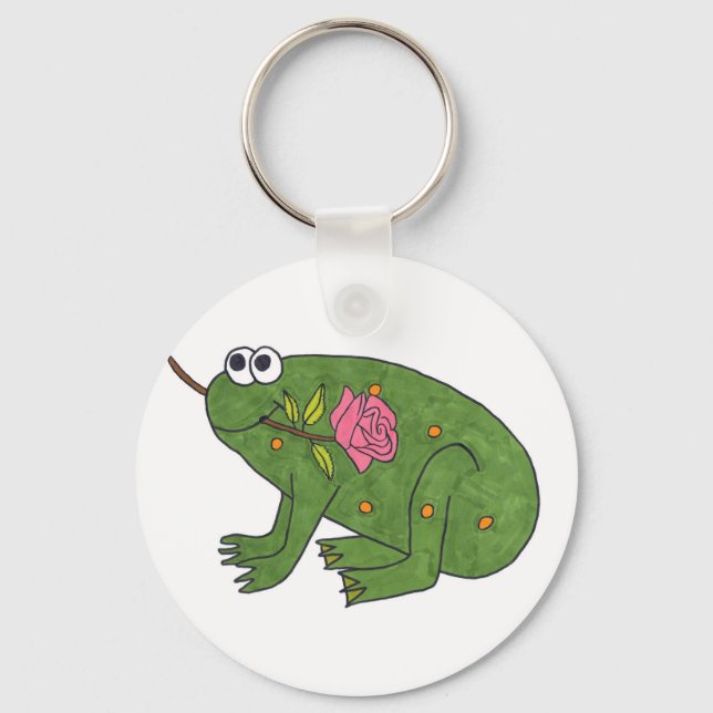 Porte-clés Grenouille à pongo avec Rose (Porte - clé) (Recto)