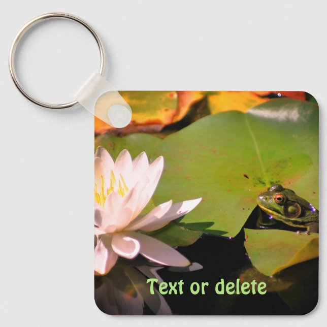 Porte-clés Grenouille Admirant Lotus Water Lily Personnalisé (Recto)