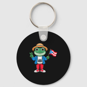 Porte-clés Grenouille coqui drapeau de Porto Rico signe de pa