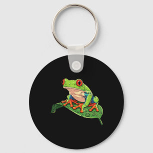 Porte-clés Grenouille de l'arbre aux yeux rouges sur feuille