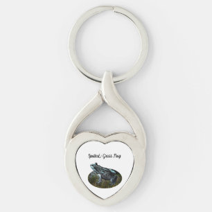 Porte-clés Grenouille en herbe tachetée, Chaîne-clé en coeur