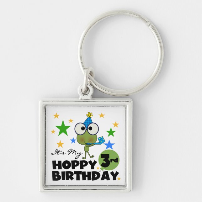 Porte-clés Grenouille-Hoppy 3e Anniversaire Tshirts et cadeau (Devant)