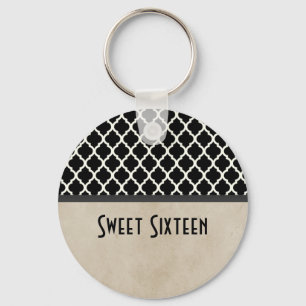 Porte-clés Gris Chic Quatrefoil Sweet 16 Porte - clé