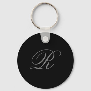 Porte-clés Gris noir minimaliste Ajouter Monogramme initial