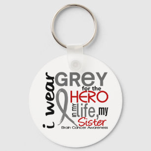 Porte-clés Gris pour mon cancer du cerveau de soeur du héros