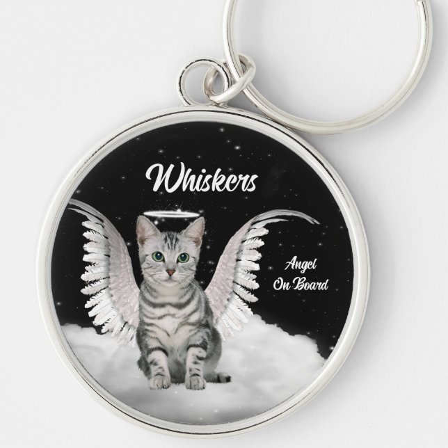 Porte-clés Gris Tabby Angel Chat Sweet personnalisé (Devant)
