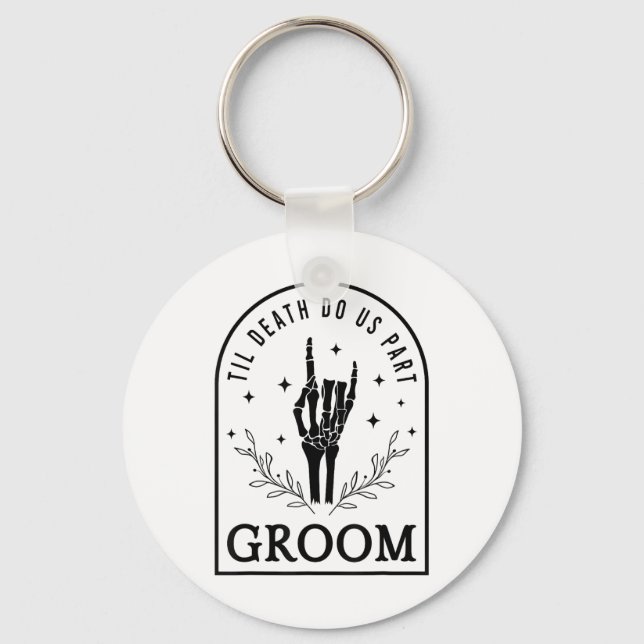 Porte-clés Groom Bride squelette gothique Halloween Fiançaill (Recto)