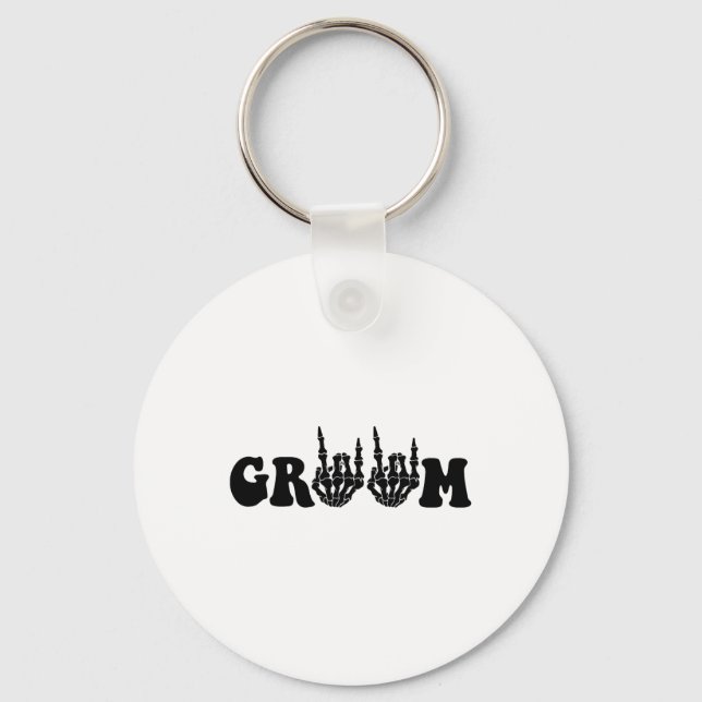 Porte-clés Groom Bride squelette gothique Halloween Mariage B (Recto)