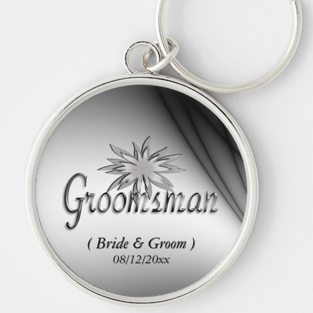 Porte-clés Groomsman noir et blanc Porte - clés personnalisés (Devant)