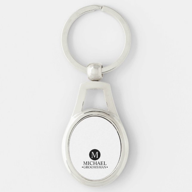 Porte-clés Groomsmen Personnalisé Classique Monogramme et nom (Devant)