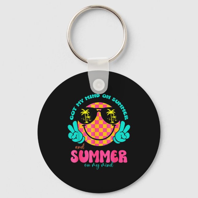 Porte-clés Groovy Happy Face Summer Vibes Got My Mind On Summ (Recto)