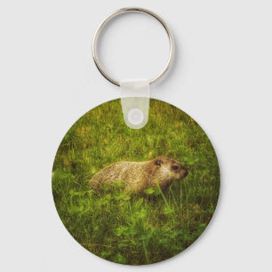 Porte-clés Groundhog dans un porte - clé de champ