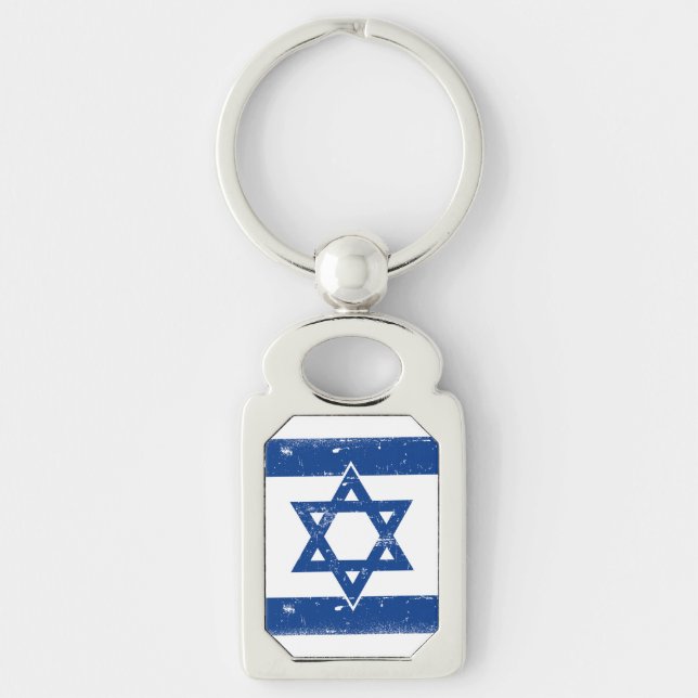 Porte-clés Grungge du drapeau israélien (Devant)