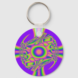Porte-clés Guerre fractale violet vert psychédélique