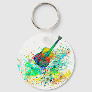 Porte-clés Guitare et accords éclaboussent