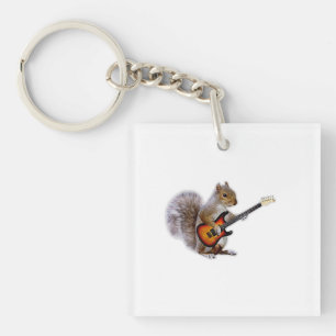 Porte-clés Guitare Lover Écureuil Jouant de la guitare