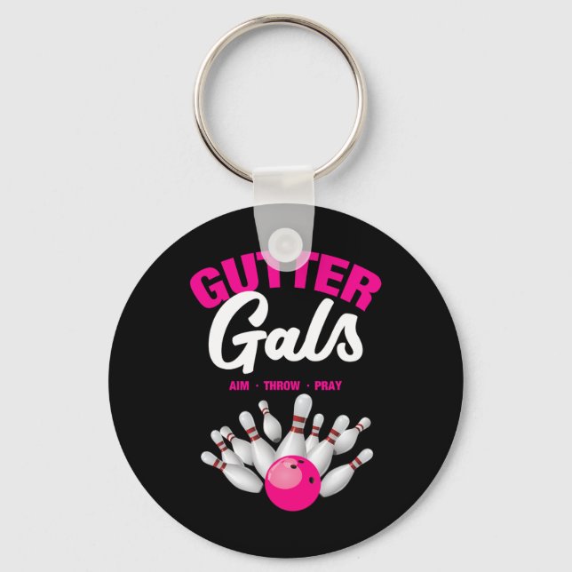Porte-clés Gutter Gals Nom d'équipe de bowling drôle Femmes F (Recto)