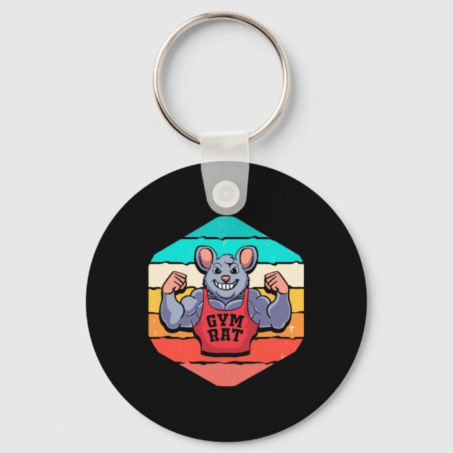 Porte-clés Gym Lover Bodybuilding Retro Gym Rat (Recto)