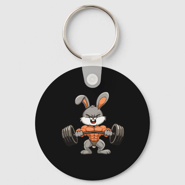 Porte-clés Gym Rabbit Bodybuilding Powerlifting Fitness Funny (Recto)