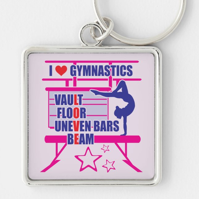 Porte-clés Gymnastes - J'adore la gymnastique (Devant)