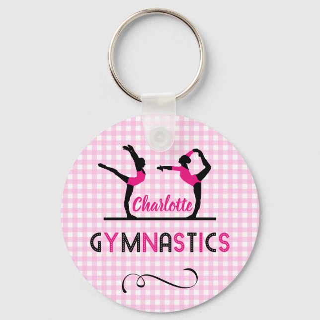 Porte-clés Gymnastics Gymnaste Figures Cute Pink Personalized (Recto)