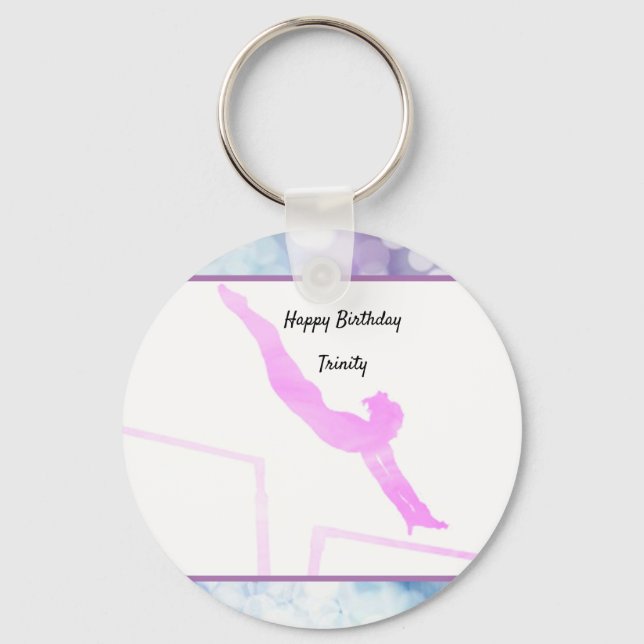 Porte-clés Gymnastique Anniversaire Barres Inéven Aquarelle (Recto)