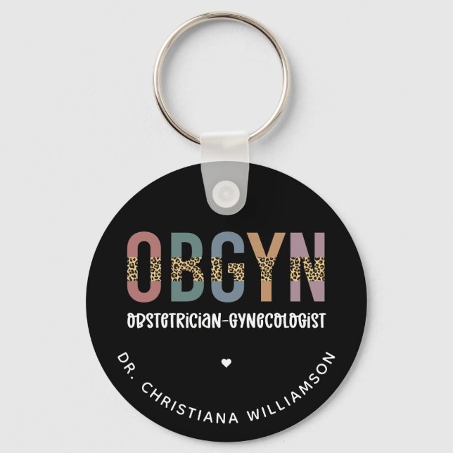 Porte-clés Gynécologue obstétricien OBGYN personnalisé (Recto)